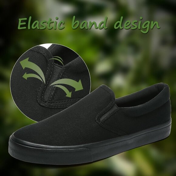 〽️Closed Toe Loafers Sneakers Men\'s Black Canvas Slip On Lightweight Soft Sole